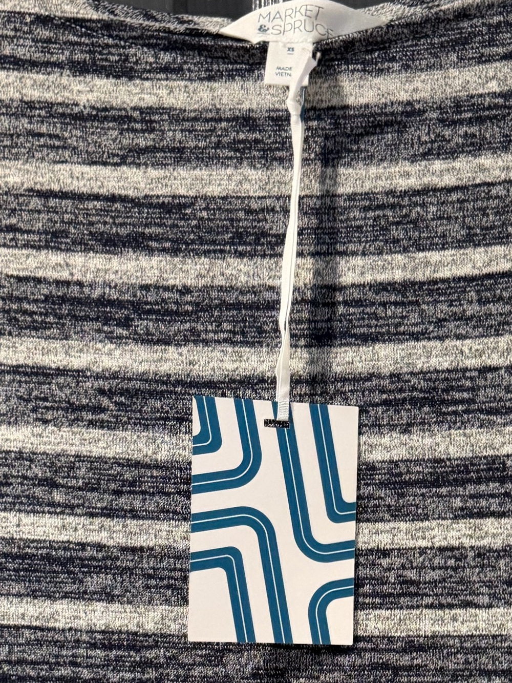 Market & Spruce Girls' Short Sleeve Striped Tee - Navy & Light Gray